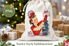 Retro Santa Sack Sublimation, Vintage Christmas Gift Bag Product Image 1