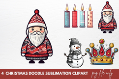 Christmas Doodle Sublimation Clipart, Christmas Doodle Product Image 1