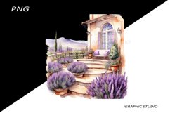 Watercolor Lavender Porch Clipart Product Image 1
