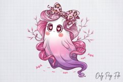 Watercolor Pink Halloween Ghost Clipart PNG Product Image 1