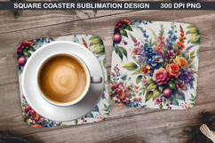 Flowers Coaster Sublimation, Spring Coaster PNG Design Product Image 1
