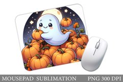Cute Ghost Mouse Pad. Halloween Mouse Pad Sublimation Product Image 1