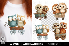 Cute Owl Couple Clipart | Baby Owl Sublimation PNG Product Image 1