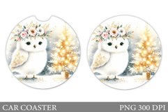 Christmas Owl Car Coaster. Christmas Car Coaster Design Product Image 1