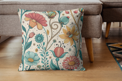 Funny Wildflowers Cartoon Pattern, Cute Comic Wildflower Product Image 7