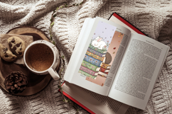Cozy Kawaii Book Stack Bookmark Set,Printable Sleeping Anima Product Image 7