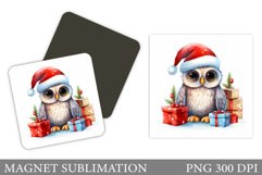 Christmas Owl Magnet. Cute Owl Magnet Sublimation Product Image 1