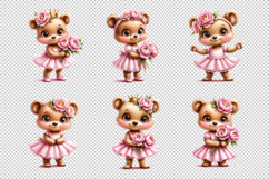Ballerina Bear Clipart Bundle - Pink Teddy Bear with Peonies Product Image 2