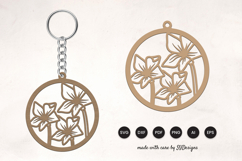 Floral Round Keychain Laser Cut SVG Product Image 1