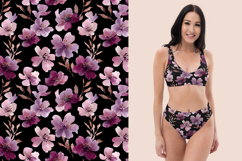 Delicate Sakura Flowers Purple Watercolor Seamless Pattern Product Image 3