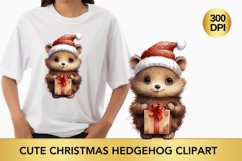 Cute Christmas Hedgehog Clipart, Hedgehog sublimation Bundle Product Image 2