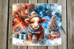 Christmas cow | 4 retro xmas Sublimation Tumbler designs Product Image 3