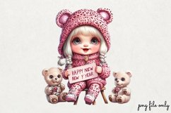 Pink leopard girl for Happy Clipart PNG Product Image 1