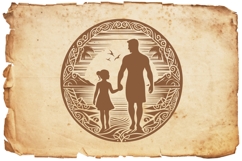 Tribal Silhouette Father and Daughter Product Image 9