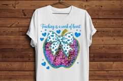 Teaching Is a Work of Heart PNG | Glitter Apple Teacher PNG Product Image 4