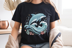 Embroidery Dolphin PNG, Nautical Ocean Sublimation Design Product Image 7