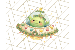 Alien Christmas Clipart, Cute Outer Space Holiday PNG Product Image 3