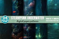 Steampunk Underwater Background Paper JPG Product Image 1