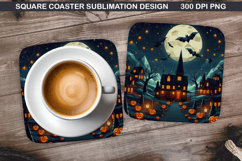 House Coaster Sublimation, Halloween Coaster PNG Design Product Image 1
