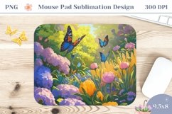 Butterflies Mouse Pad Design, Flowers Mouse Pad Sublimation Product Image 1