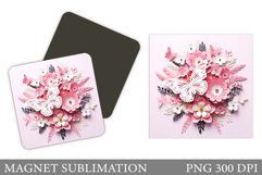 Butterflies Magnet Design. 3D Flowers Magnet Sublimation Product Image 1