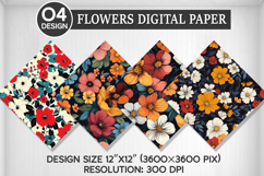 Flowers Seamless Digital Paper, Flowers Background Product Image 1