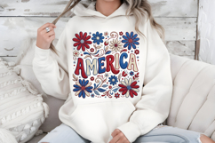 America PNG, Faux Embroidery Patriotic Flower Sublimation Product Image 7