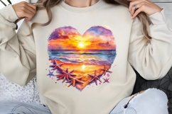 Retro Beach Heart Watercolor Clipart PNG Product Image 1