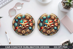 4th Of July Car Coaster Sublimation| 4th Of July Coaster PNG Product Image 1