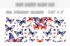 Patriotic Butterfly Watercolor Tumbler 16 oz Libbey Glass Ca Product Image 2