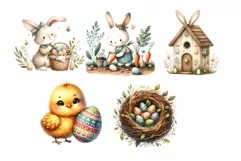 Woodland Animal Easter Day Watercolor Clipart Product Image 7