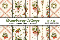 Strawberry Cottage Digital Paper JPG Product Image 1