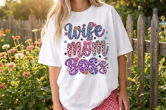Wife Mom Boss PNG sublimation | Mother's Day PNG T-Shirt Product Image 4