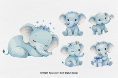 15 Bundle Watercolor Blue Elephant Big Fun Animal Wildlife Product Image 7