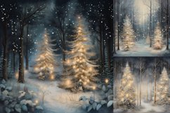 Silvery and golden Christmas forest printable digital papers Product Image 7