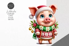 Christmas clipart, Pig clipart, Winter clipart Product Image 1