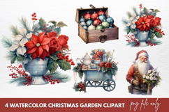 Watercolor Christmas Garden Clipart Product Image 1