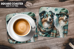 Cute Dogs Square Coaster PNG Bundle, Pet Coaster Design Product Image 4