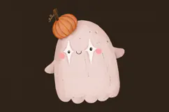 Cute Halloween Ghost Clipart , Hand Drawn Spooky Digital Product Image 7