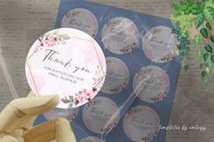 Floral Thank You Sticker Template for Canva Printable Round Product Image 1