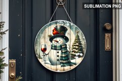 Blue Plaid Snowman Round Sign | Round Sublimation Design PNG Product Image 1