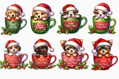 Cute Christmas Dog clipart, Dog Sublimation bundle Product Image 2