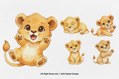 15 Bundle Watercolor Cute Lion King Jungle Animal Wildlife Product Image 7