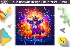 Highland Cow Sublimation For Puzzle | Pumpkin Cow Puzzle Product Image 1