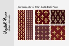 Burgundy Digital Papers | Floral Digital paper Product Image 1