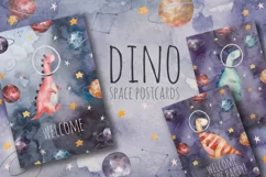 Greating cards for baby, of dinosaur watercolor postcard Product Image 1