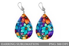 Flowers Earring Sublimation. Flowers Teardrop Earring Product Image 1