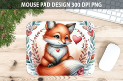 Watercolor Foxes Mouse Pad Sublimation - Valentines PNG Product Image 1