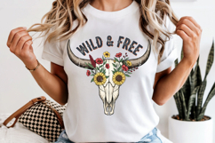 Floral Cow Skull Png, Wild and Free Western Sublimation Product Image 6