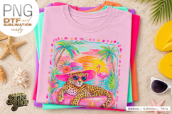 Tropical Leopard png, Pink Pool Float Summer Design DTF Product Image 7